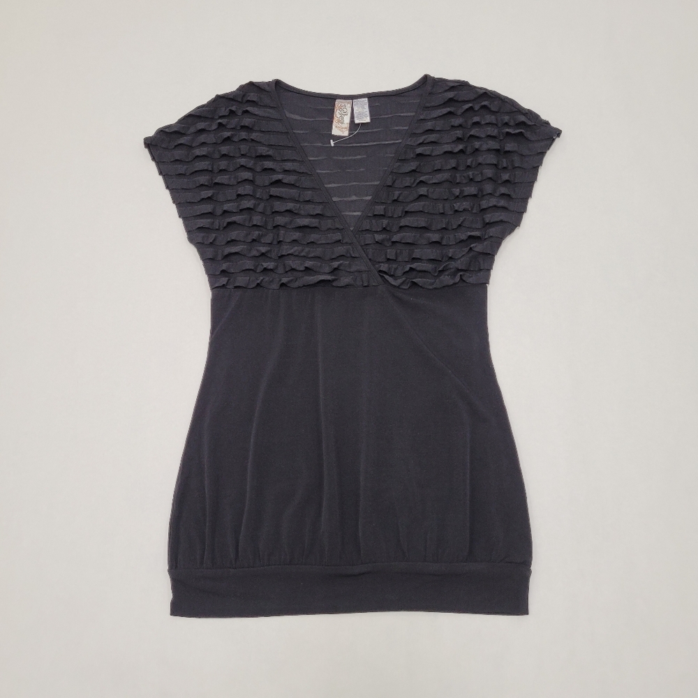 L8teR Ruffle Cap Sleeve Tunic Top - Picture 9 of 10